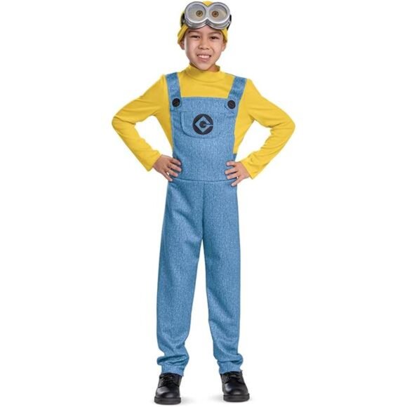 Bob Minions Costume for Kid Official Minion Jumpsuit Outfit with Goggles and Hat - Picture 5 of 6